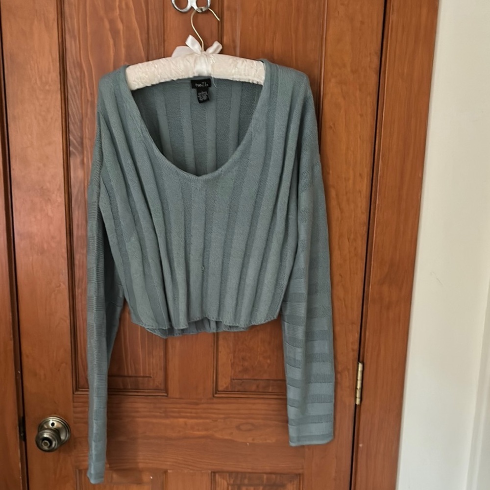 Rue21 Blue Off-the-Shoulder Sweater with Textured Knit